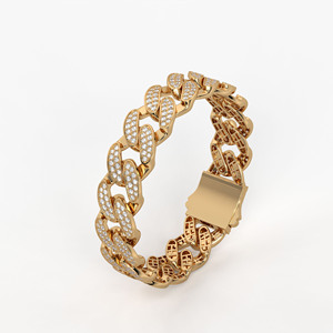 Pulsera Cubana de Oro de 14K con Baño de Rodio, Diamantes CVD Cultivados en Laboratorio F VVS VS, Eslabones Pavé Helados, Joyería Fina de Lujo Estilo Hip Hop Unisex - Product Image 3