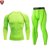 Ensemble Rash Guard Respirant et Écologique à Compression, Manches Longues, Imprimé, Combinaison MMA, Tenue d'Entraînement de Grappling pour la Gym
