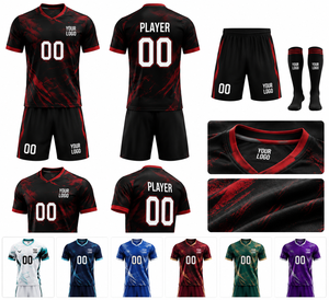 Conjunto de Camiseta y Pantalones Cortos de Fútbol Unisex Personalizados, Sublimados, Cuello en V, Secado Rápido, 100% Poliéster, Ajuste Atlético, Manga Corta, Ecológicos - Product Image 6