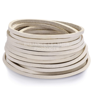 Durable Flat <b>Leather</b> Cord 3mm Natural Color <b>Leather</b> Band for DIY Jewelry Projects - Product Image 3
