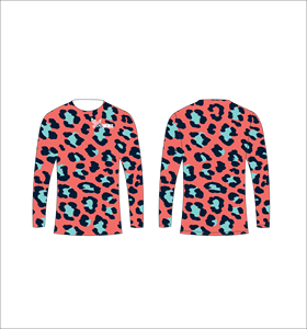 T-shirt de pêche à séchage rapide à manches longues imprimé léopard orange, sublimation athlétique pour l'entraînement - Product Image 4