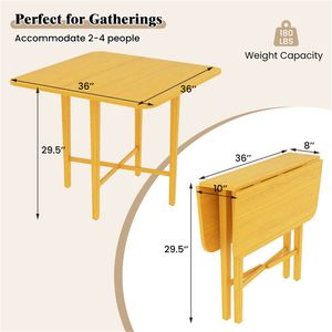 Handmade Natural Wood Tone Round Corner <b>Dining</b> <b>Table</b> Foldable and <b>Space</b>-<b>Saving</b> for 2-4 Seats for Farmhouse Workshop Banquets - Product Image 3