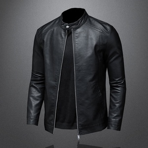 genuine Sheep Skin Faux Leather <b>Jacket</b> Durable Slim Loose Quilted Feature Solid <b>Linen</b> Plain Dyed Autumn <b>jacket</b> for <b>men</b> - Product Image 3