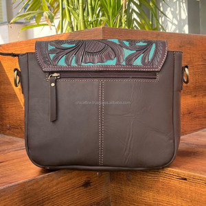 Couverture de selle Offre Spéciale et sac à bandoulière Western en cuir fauché floral de haute qualité en cuir véritable Vintage Boho sac à main pour les femmes - Product Image 5