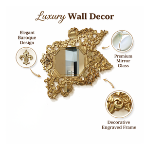 Miroir mural baroque vénitien de luxe, design vintage antique |   Miroir décoratif en verre orné pour salon, chambre à coucher, hôtel - Product Image 2