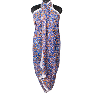 Eco-Friendly 100% Pure Cotton Multi-Color Lightweight Reversible Long Scarf Natural Dyes Hand Block Print Soft Mulmul <b>Sarong</b> - Product Image 2