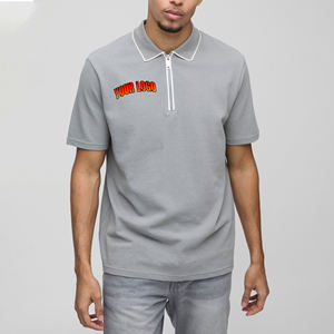 Polo homme à col quart-zippé, 100% coton, coupe ample, logo imprimé DTG personnalisé, manches courtes, article le plus vendu - Product Image 1