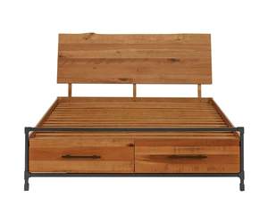 Cama con dosel de madera de teca maciza de estilo moderno, de alta calidad, duradera, ensamblable, mueble de dormitorio para interiores con sistema de almacenamiento. - Product Image 5