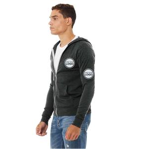 Sweat à capuche unisexe léger à fermeture éclair intégrale en tissu tri-mélange 302Z – Meilleures ventes – Bleu marine avec fermeture éclair et capuche - Product Image 3