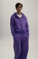 Ensemble unisexe personnalisé de pantalon et sweat à capuche surdimensionnés, coupe courte, avec double fermeture éclair et cordon de serrage aux poignets, brodé, fabrication sur mesure