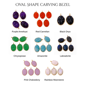 Conjunto de bisel tallado de flores de amazonita, colgantes elegantes hechos a mano, abalorios de latón de forma ovalada chapada en oro para la fabricación de joyas de moda - Product Image 4