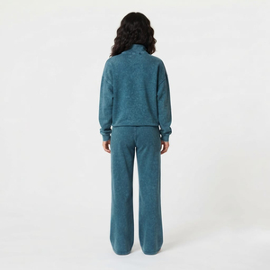 <b>Oversized</b> Quarter Zip Sweatshirt And <b>Sweatpants</b> Two Piece Women Tracksuit Streetwear Outfit OEM ODM Manufacturer - Product Image 4
