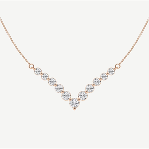 2 Ctw Round Lab Grown Diamond Chevron Fashion Chain <b>Necklace</b> for Women Elegant Sparkling Everyday <b>Statement</b> Jewelry - Product Image 1