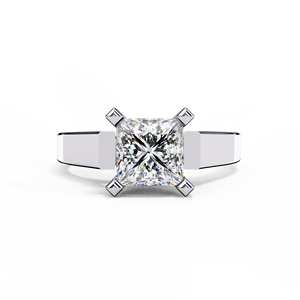 Bague de fiançailles solitaire en diamant taille princesse, style moderne avec diamant carré - Product Image 1