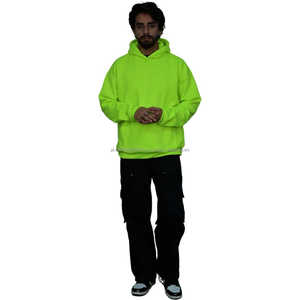 Sudadera Extra Grande para Hombre, Amarillo Neón Vibrante, Mezcla de Algodón y Poliéster, Estilo Urbano Informal y Atrevido - Product Image 6