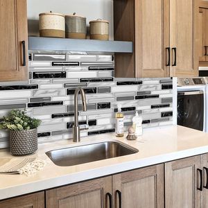 Autocollants muraux classiques 10 pièces 10 pouces x 10 pouces pour la rénovation de cuisine, chambre et salle de bain, carreaux adhésifs pour la décoration de la maison Waassic C - Product Image 2