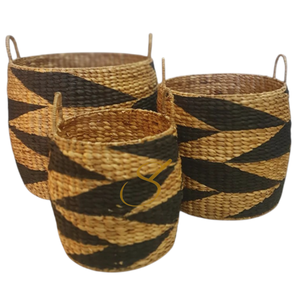 Panier de rangement en jacinthe d'eau - noir/naturel - Product Image 3