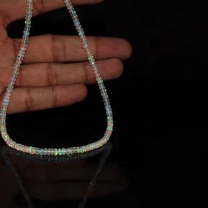 AAA Ethiopian Opal Rondelle Collier Argent Sterling 925 3-5mm Perles à Facettes 16 Pouces Opale Flashy Naturelle Rondelle à Facettes - Product Image 5