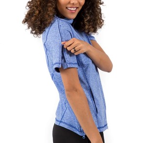 T-shirts en jersey à perles, coupe ajustée, en coton/fibre de bambou, épaules dénudées, ouverture latérale à boutons-pression, manches courtes, vêtements adaptatifs pour - Product Image 1