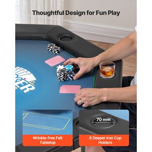 Tavolo da Poker Pieghevole per 8 Giocatori, Ottagonale da 48 Pollici, Portatile per Giochi e Svago, con Bordi Imbottiti e Portabicchieri - Product Image 5