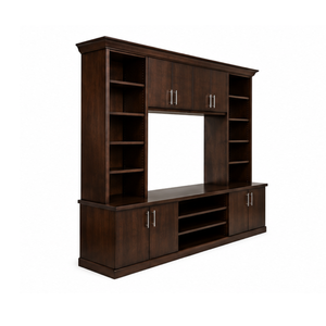 Custom Dark Teak Wood <b>TV</b> <b>Stand</b> Wall Unit Entertainment Cabinet for Hotel Home Apartment Villa and Large Interior Projects - Product Image 2