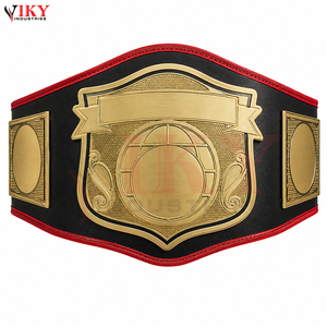Ceintures de championnat robustes en cuir texturé, plaquées or, avec passepoil rouge, personnalisables OEM/ODM, du meilleur fournisseur - Product Image 1