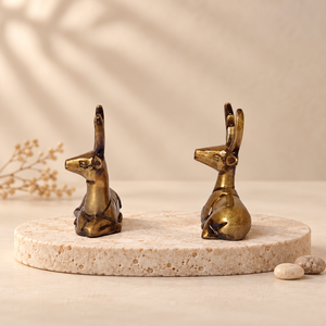 SHUBHAM Juego de 2 Figuras de Ciervo de Latón Macizo, Estatuas de Ciervo Sentado en Color Dorado Antiguo para Decoración de Mesa, Hogar u Oficina - Product Image 6