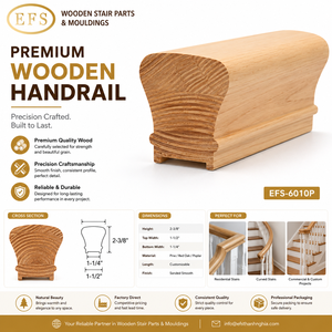 Pièces d'escalier contemporaines en bois massif EFS durables, main courante, balustrade, garde-corps avec installation sur site et support technique en ligne - Product Image 1