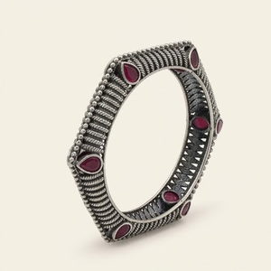 DIVYORO Oxidized Silver Plated <b>Copper</b> Alloy Ethnic Women's Bangle KADA - Product Image 1