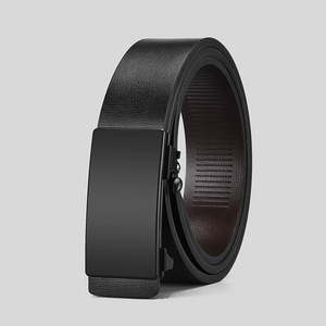 Ceintures décontractées et professionnelles pour hommes en cuir de vachette personnalisables, ajustables, avec boucle automatique argentée, robustes et tressées, pour le commerce international - Product Image 3