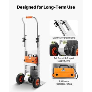 Carrello Elettrico Saliscale con Capacità di 200 kg, Manico Estensibile da 400 cm, Carrello Robusto per Trasportare Oggetti Pesanti su Scale - Product Image 4