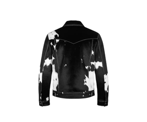 Men's Black White Cow Print PU Shirt <b>Jacket</b> Turn-down Collar Casual <b>Western</b> Style Regular Fit Autumn Wear Waterproof Breathable - Product Image 2