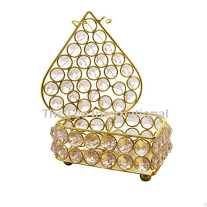 Boîte à bijoux ovale de luxe en métal et perles de cristal, qualité supérieure, autres décorations pour la maison - Product Image 6
