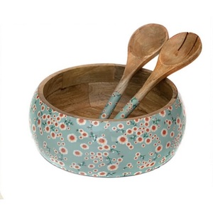 Más Vendido: Tazón de Madera con Estampado de Adhesivo Esmaltado, Utensilios de Cocina, Tazón Grande para Mezclar Ensaladas, Vajilla, Juego de Cucharas de Madera para Ensalada, Cubertería - Product Image 2