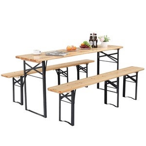 Mango Wood <b>Foldable</b> Picnic <b>Table</b> Set with 6 <b>Chairs</b> | Wholesale Outdoor Furniture - Product Image 2