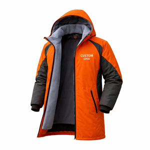 Chaqueta de Natación Personalizada OEM, Impermeable, Color Negro y Naranja, con Capucha, Forro Polar, Chaqueta Larga para Equipo de Natación de Invierno - Product Image 3