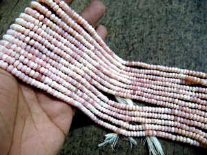 Cuentas facetadas de ópalo rosa natural de 5-6 mm, color rosa, vendidas por hebra de 13 pulgadas de largo. - Product Image 3