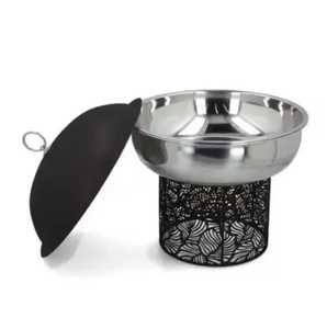 Luxury Woven Leather <b>Wrapped</b> Stainless Steel Food Warmer With Transparent Glass Lid Insulated Serving Bowl For Hotel Buffet - Product Image 6