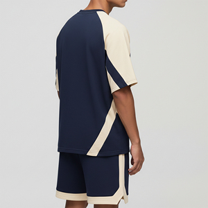 Ensemble 2 pièces coupe-vent homme en coton 100% imprimé sur mesure, poids moyen, haute qualité, bicolore, grandes tailles, élégant et écologique - Product Image 2
