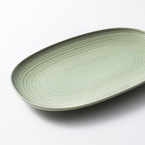 Assiettes ovales en porcelaine vert <span class=keywords><strong>pois</strong></span>, finition mate, style estival, design le plus récent 2026, pour événements traiteur, en céramique, pour servir des plats rafraîchissants - Product Image 6