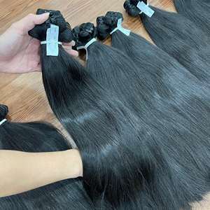 Extensions de cheveux vierges vietnamiens de la meilleure qualité, prêtes à être expédiées, double trame, en noir naturel, styles lisses, cheveux teints - Product Image 6