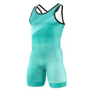 Women's Gradient Teal Seamless Athletic <b>Romper</b> Sublimation Print Sweat-Wicking Spandex Polyester - Product Image 2