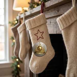 Calcetín Navideño de Punto Verde Bosque con Diseño de Árbol de Navidad y Copos de Nieve, para Colgar en la Chimenea, Bolsa de Regalo para la Familia - Product Image 5