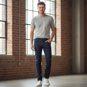 กางเกงชิโนขายาวทรงตรงเอวกลางลำลองสำหรับผู้ชายรุ่นใหม่มาแรง 4 กระเป๋า บริการ OEM คุณภาพดี ราคาถูก - Product Image 1