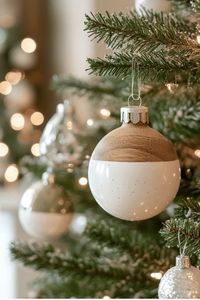 Ensemble de boules de Noël modernes en bois, décorations suspendues minimalistes pour arbre, décoration de fête pour la maison - Product Image 5