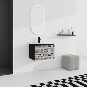 Mobile bagno sospeso da 24 pollici con anta soft-close e lavabo in ceramica, kit di montaggio (KD) - Product Image 2