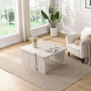 Tavolo da Caffè Rettangolare a L Staccabile Stile Rustico, Tavolo da Pranzo Singolo in Legno 47.24*23.62 Pollici e 35.43*31.49 Pollici, Stile Moderno - Product Image 6