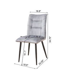 Set di sedie da pranzo moderne in 2 pezzi, sedili imbottiti in morbido velluto con struttura in ferro, colore grigio chiaro senape - Product Image 5