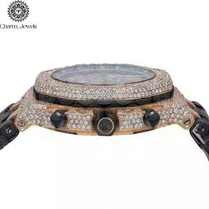 Charm_Jewels Luxury Men's Diamond Watch Polygon Analog Mechanical 43mm Sapphire Crystal Rubber Band <b>Chronograph</b> Stainless Steel - Product Image 3