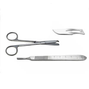 Tijeras Quirúrgicas Profesionales de Acero Inoxidable para Suturas, Mango de Bisturí de 4.5 Pulgadas # 3 Cuchillas Quirúrgicas Estériles 10/32 para Cirugía Menor - Product Image 2
